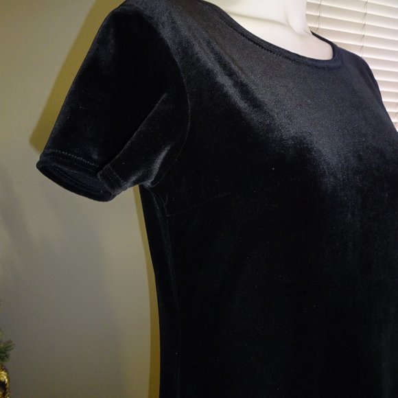 Black full length stretch velvet knit dress Juniors L - Picture 3 of 10
